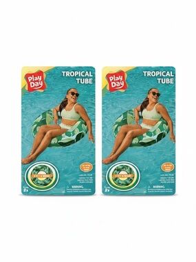 Play Day Tropical Tube Inflatable Pool Float - Green